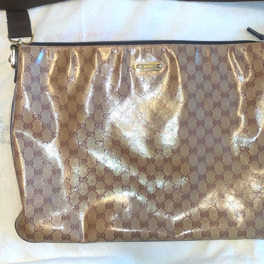 Gucci Coated Monogram Canvas Large Bag